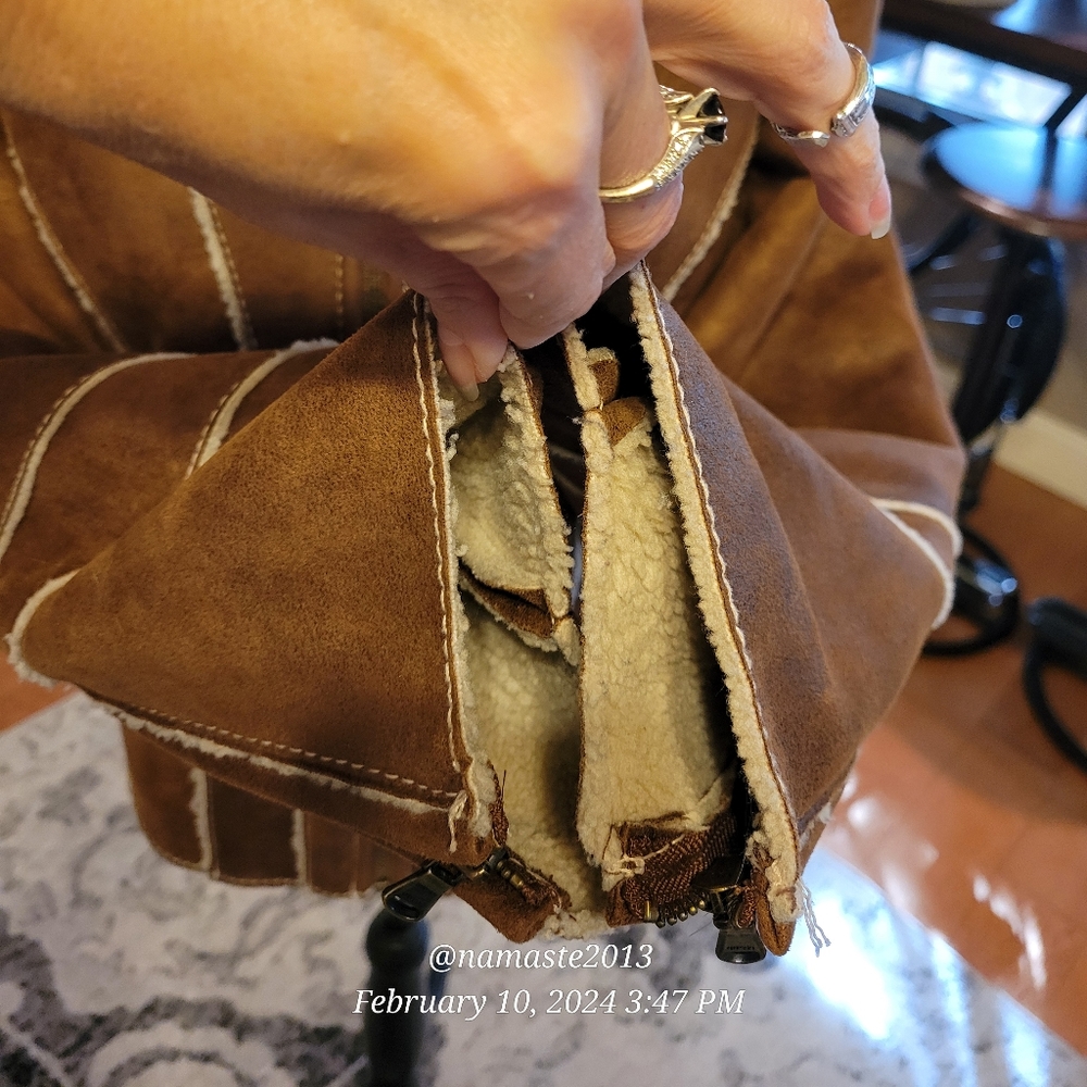 Guess Faux Leather Faux Fur Removable Collar Faux Shearling Western Designer 720 - Picture 11 of 15